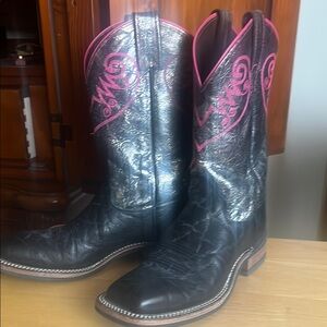 Stylish Black and Pink Western Boots